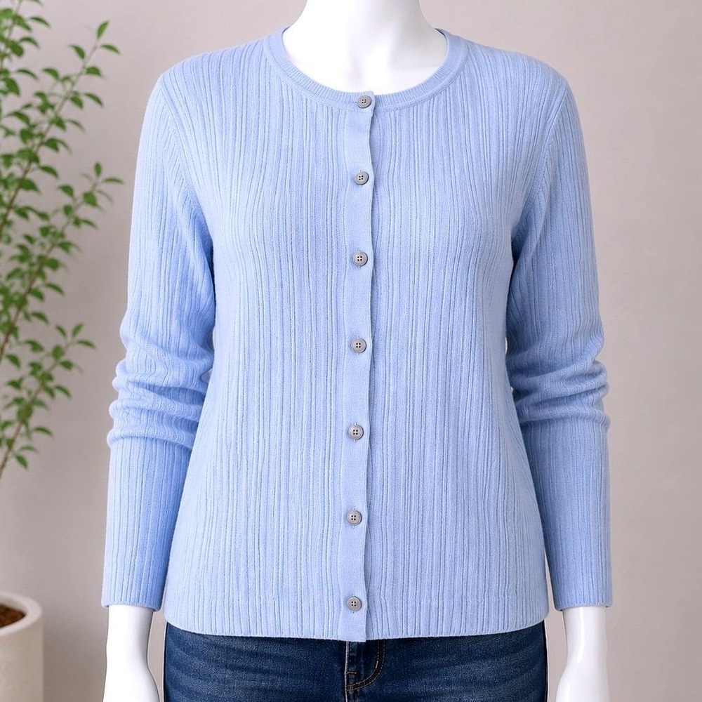 Future‎ Collective Ribbed Cardigan Button Front Lightweight Sweater Grandma Core